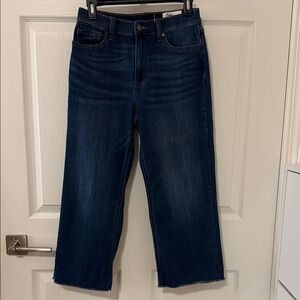 Cosmic Blue Love Women's Fray Crop Denim Wide-Leg Jeans